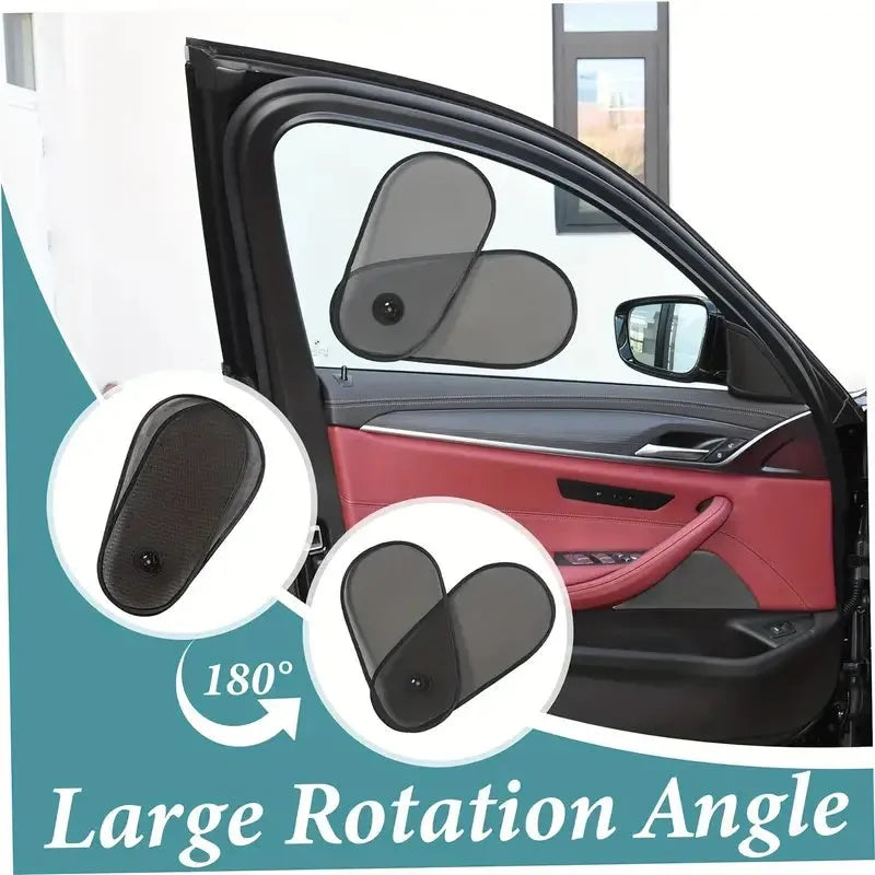 Breathable car window shades with suction cups attached to vehicle side window