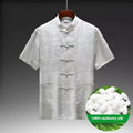Men's Chinese Tang suit in mulberry silk satin available in multiple colours with Asian sizing