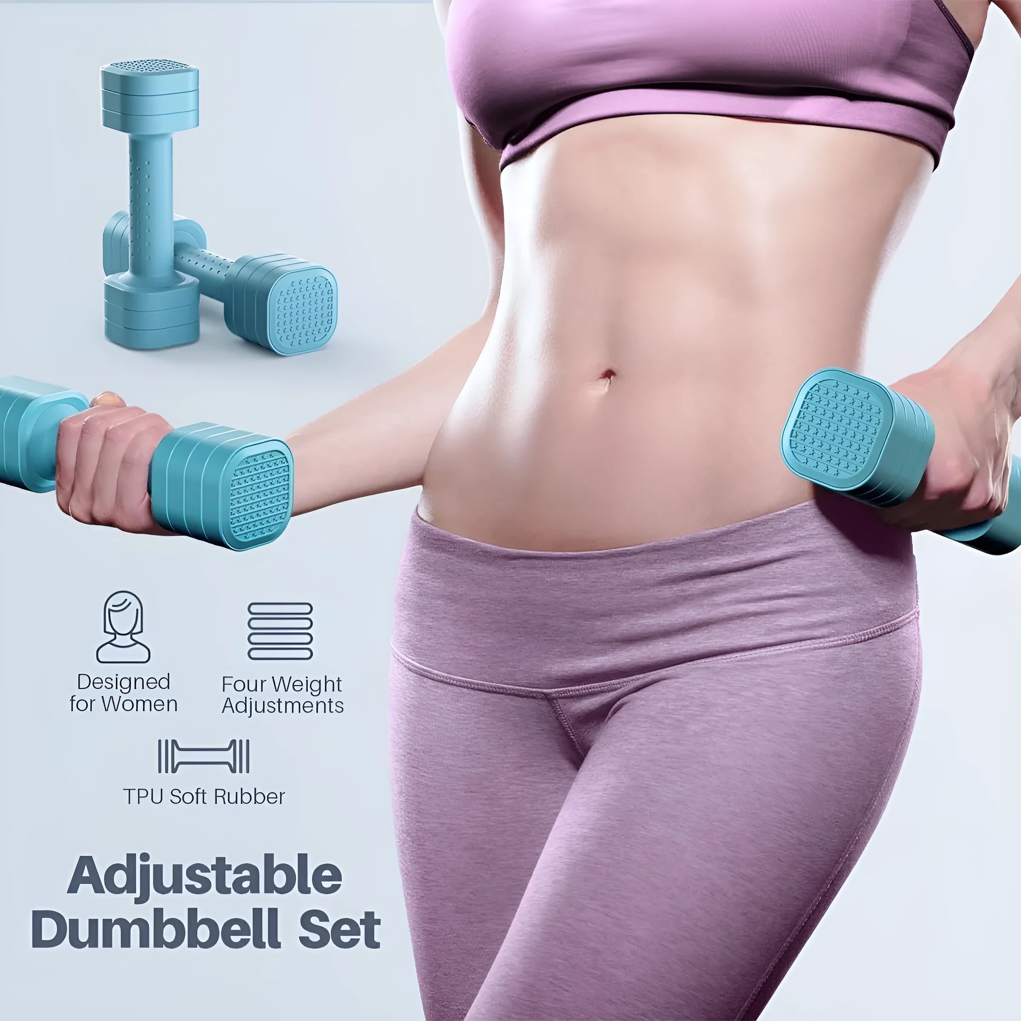 Detachable dumbbell set for women in pink colour with adjustable weight design