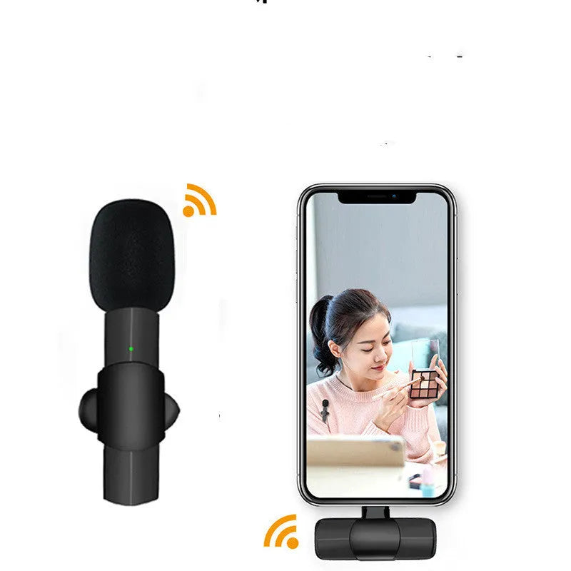 K10 wireless lavalier microphone for mobile phones with Type-C or Lightning charging interface