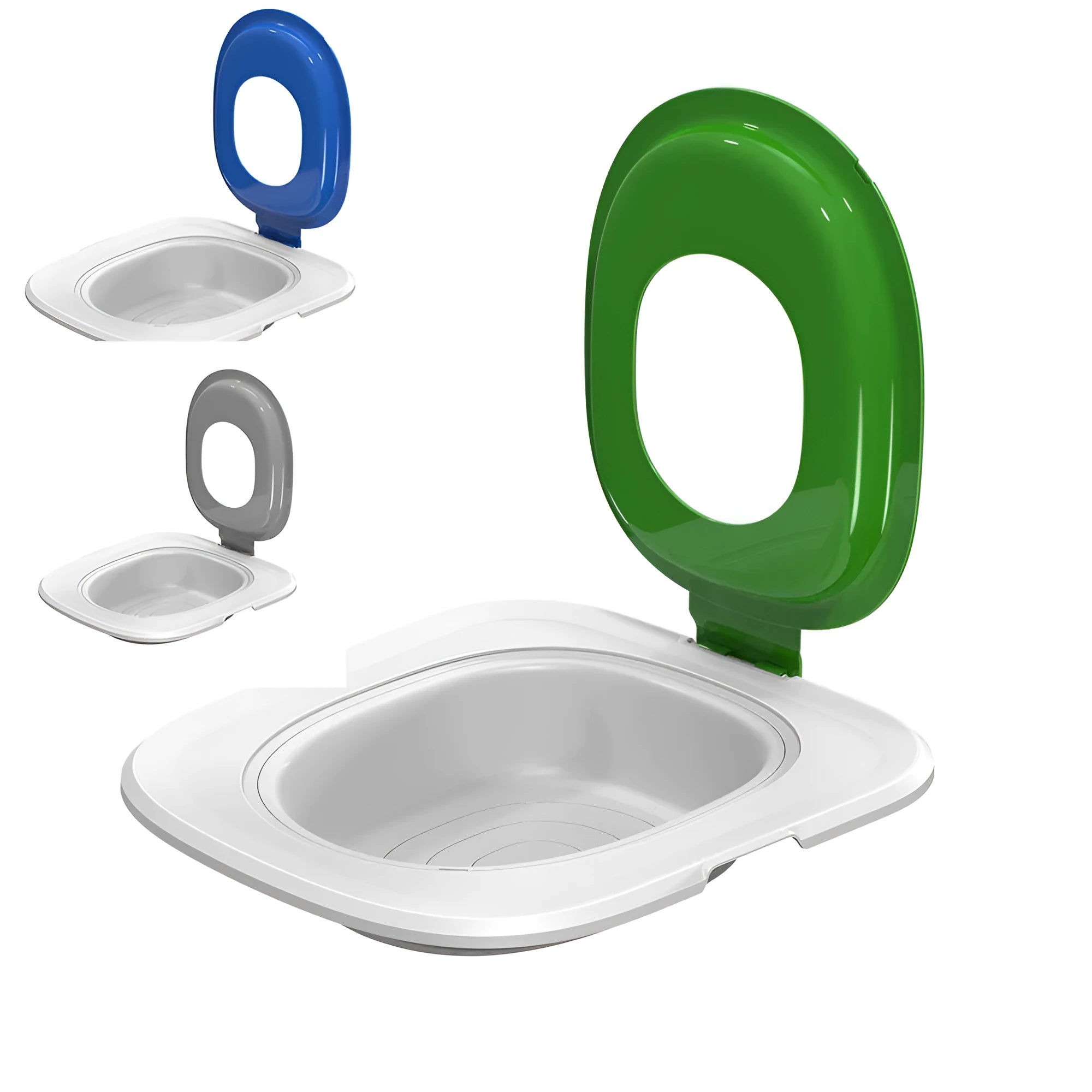 Fifth generation cat toilet training mat in blue, grey and green colours for litter box training