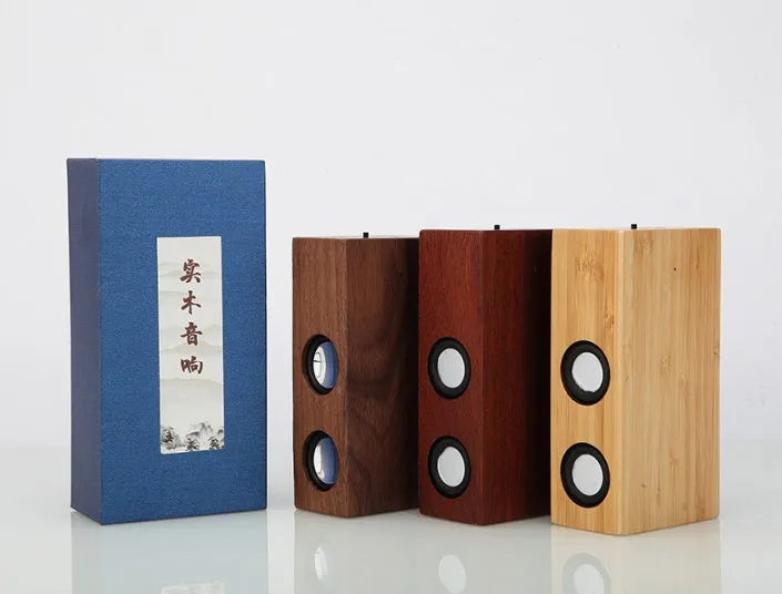 Retro wooden Bluetooth speaker in bamboo, black walnut, or sapele wood finishes