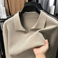 Men's loose-fit casual pullover sweater in a polyester, viscose and nylon blend, shown in green colour.