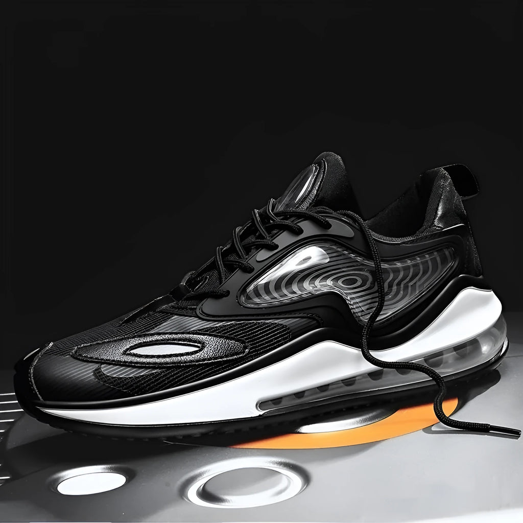 Men's casual summer air cushion shoes in Space Black colour with a height-increasing sole.