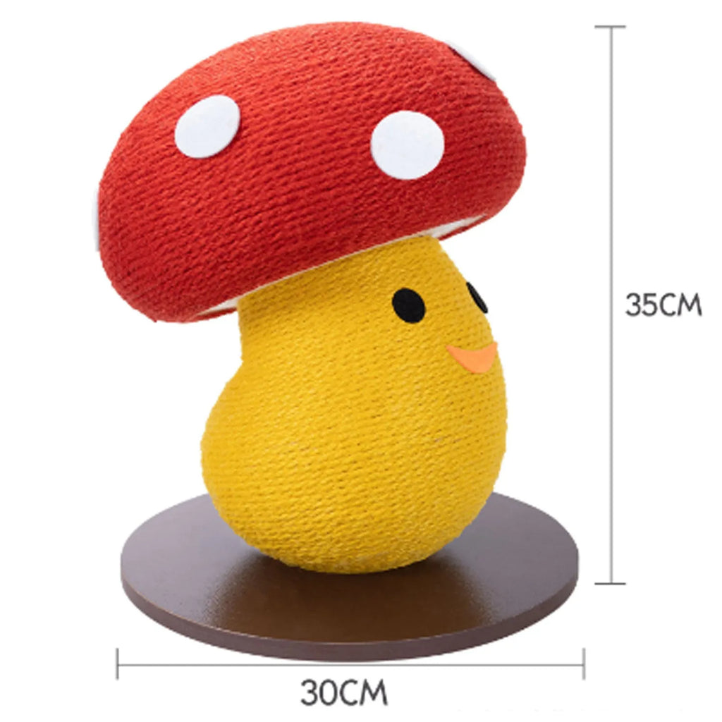 A round, mushroom-shaped foldable cat scratcher lounge board made from corrugated cardboard.