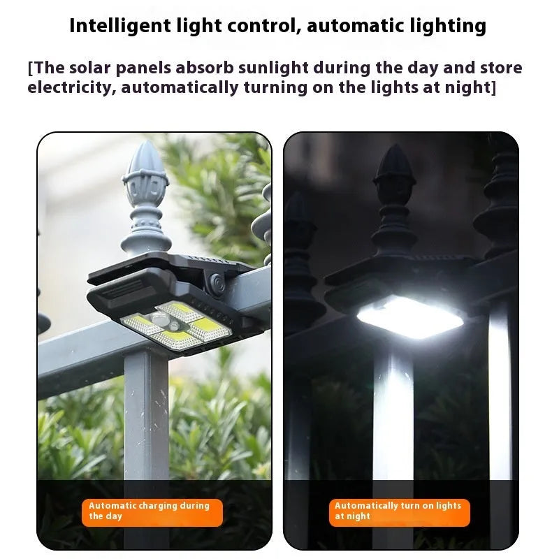 Compact motion sensor clip lamp with IP65 waterproof rating and rechargeable battery