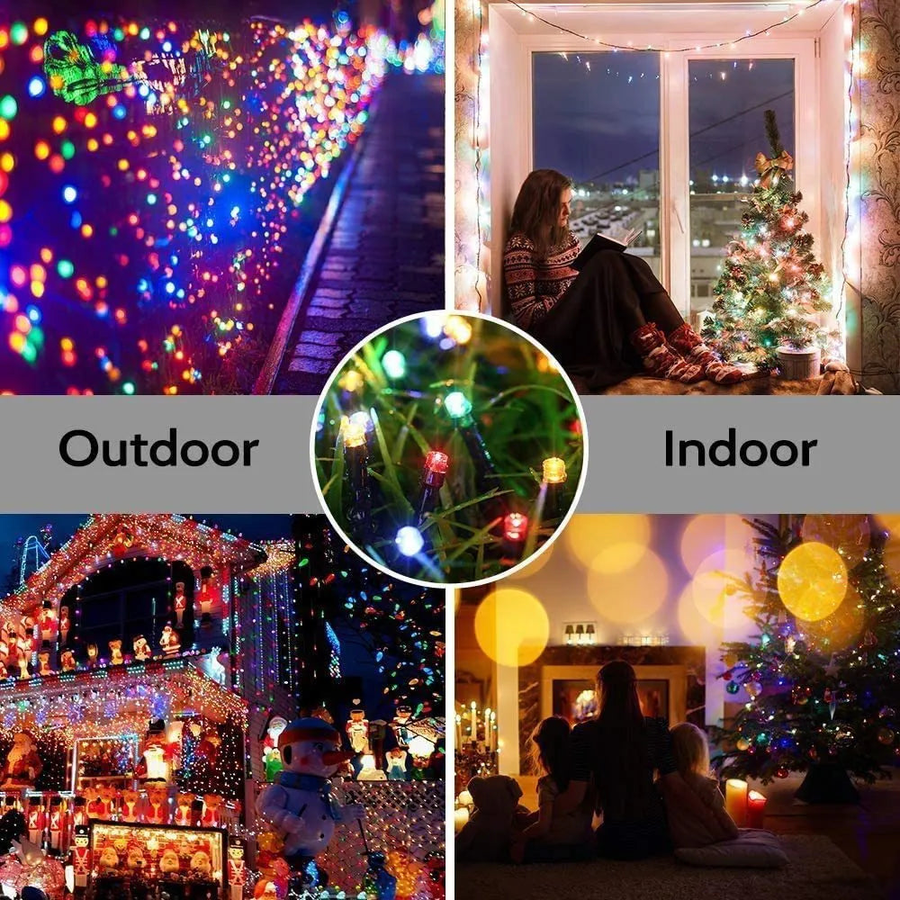Solar-powered LED string lights outdoor waterproof Christmas patio decoration warm white 20 LEDs