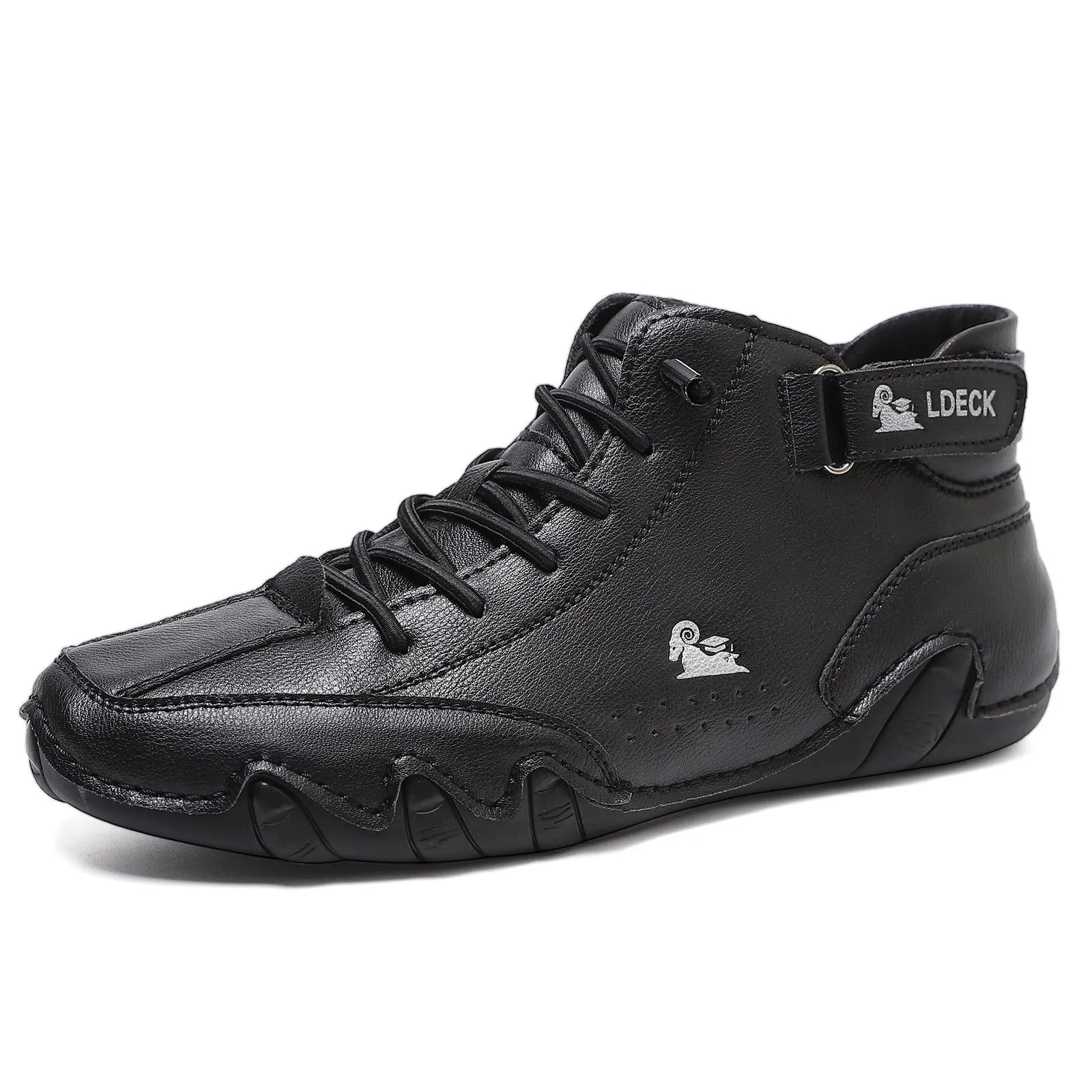 Men's high top octopus shoes in microfiber with rubber sole, available in khaki, grey, black, and green colours
