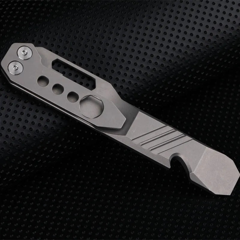 TC4 titanium alloy multi-function crowbar screwdriver tool with bottle opener and glass breaker.