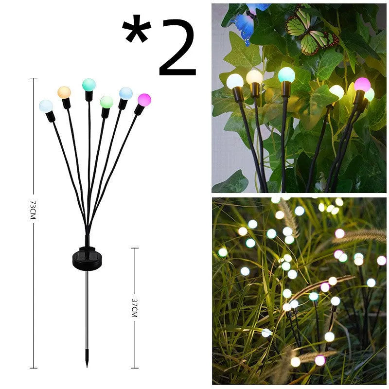 Solar-powered garden ground light with multiple LED heads and automatic dusk-to-dawn operation