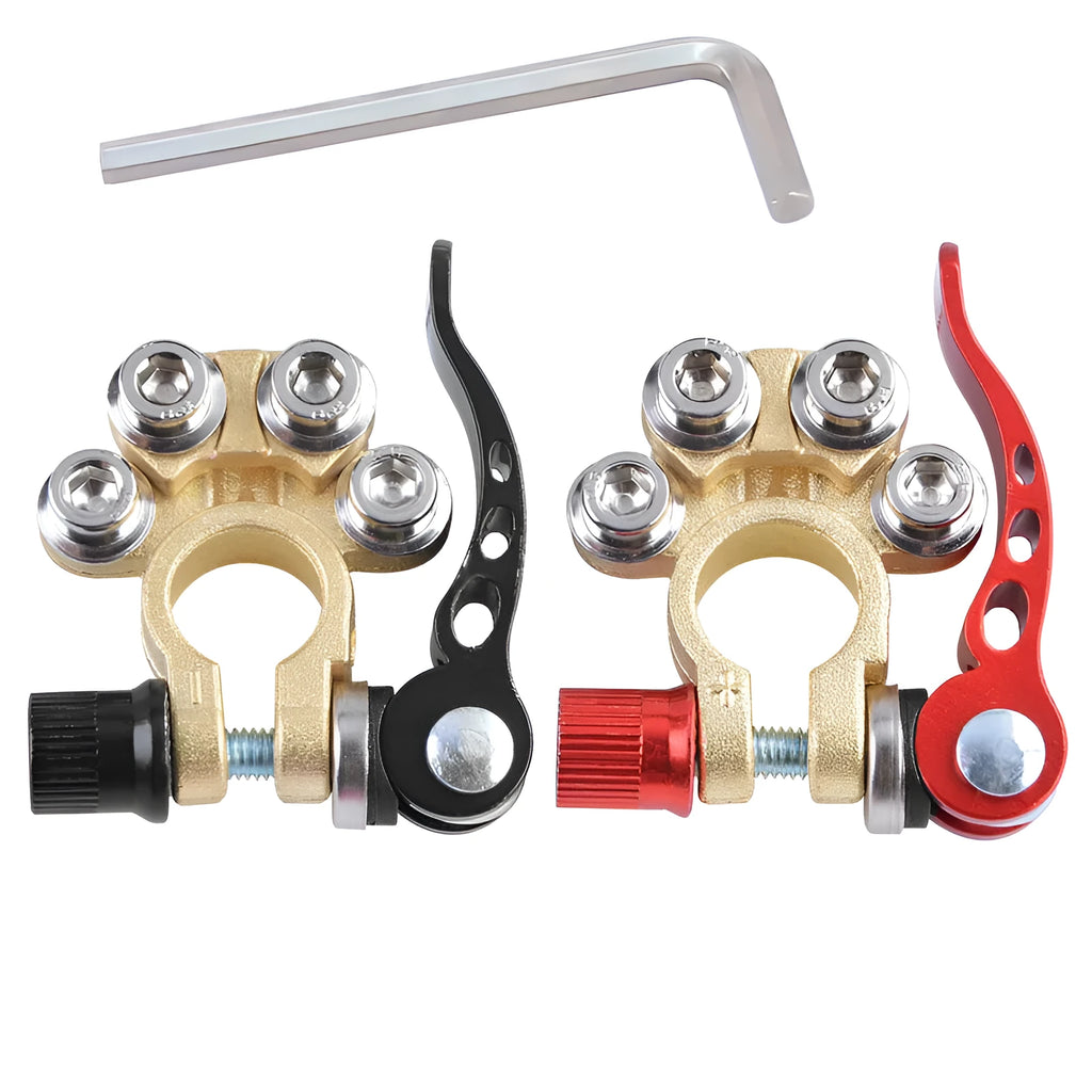 Thickened brass car battery pile head quick disassembly clip connector positive 17.5mm-19.1mm negative 15.9mm-17.5mm