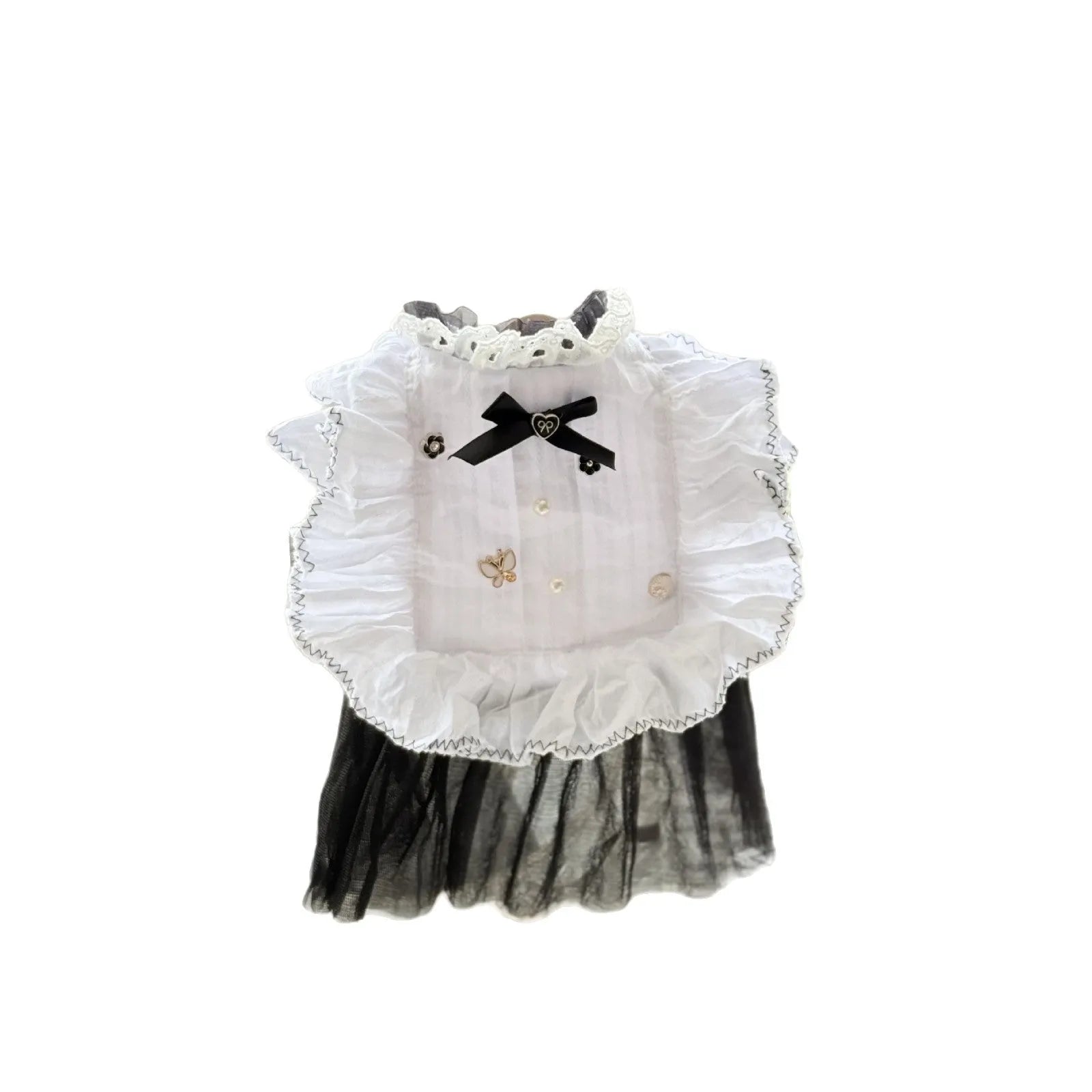 White yarn princess-style waltz gauze skirt for a small dog on a mannequin.