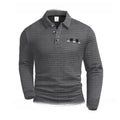 Trendy casual loose fit long sleeve waffle polo sweater in multiple colours for spring