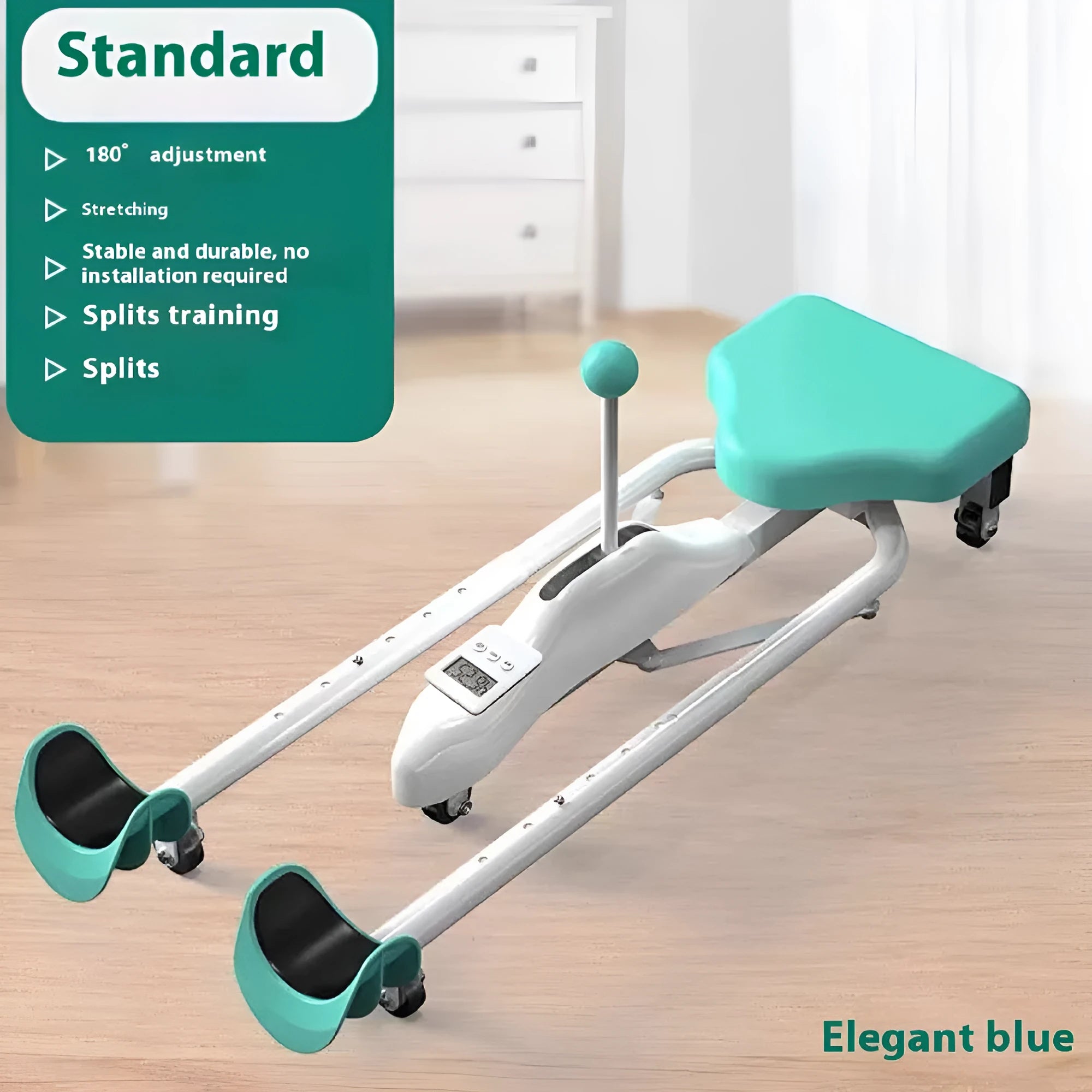 Horse leg opener stretching machine with steel frame and foam padding in blue colour