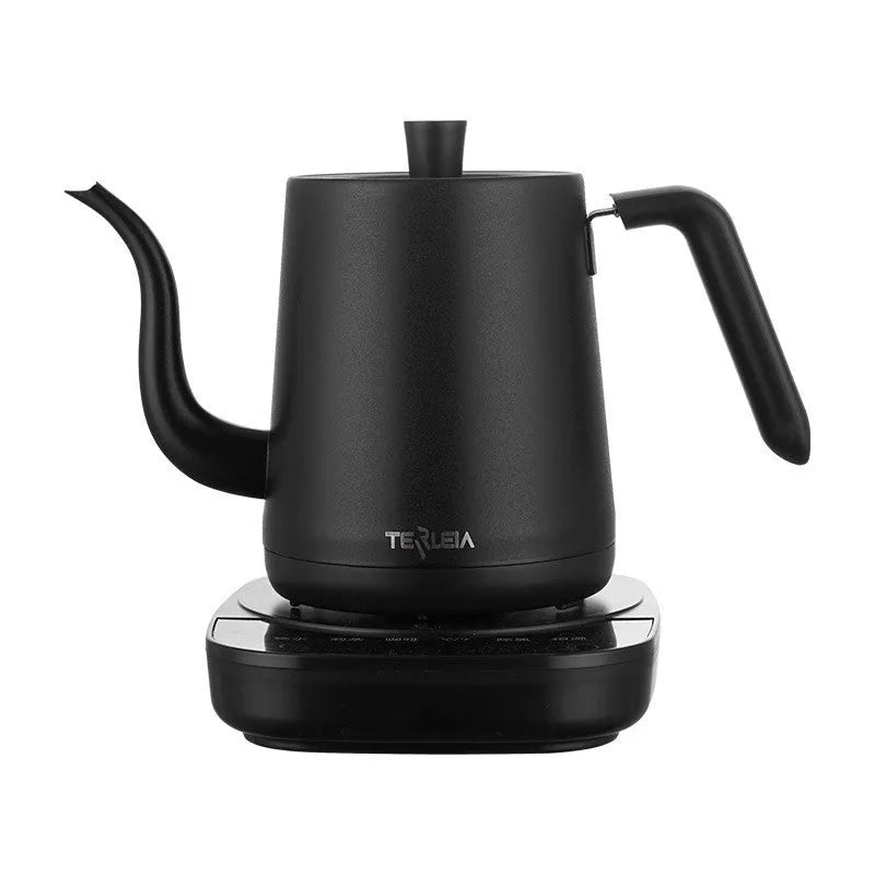 Black slender mouth stainless steel electric kettle with touch operation for office