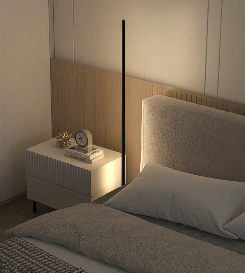 Vertical aluminium alloy floor lamp in modern simple style with USB power connection