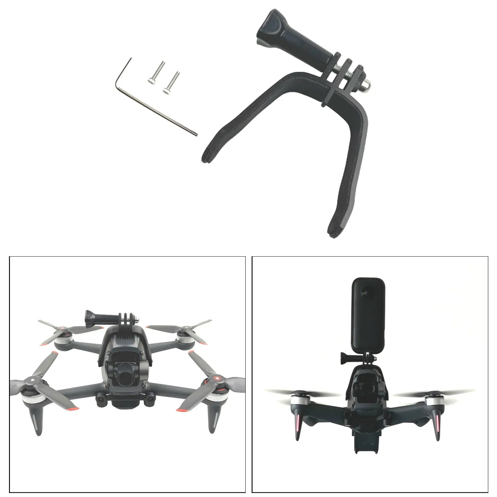 3D-printed hard plastic action camera expansion bracket with soft sponge layer for drone mounting