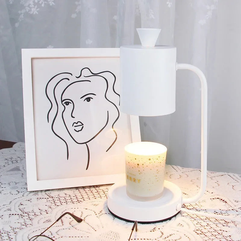 European-style metal aromatherapy wax melting lamp with dimmer switch and white finish