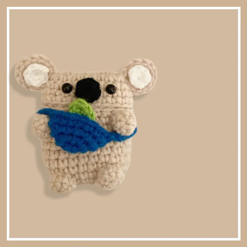 Handmade knitted koala bear backpack cover for AirPods charging case