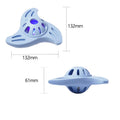 Blue durable rubber boomerang molar dog chew toy for large breed dogs on a white background