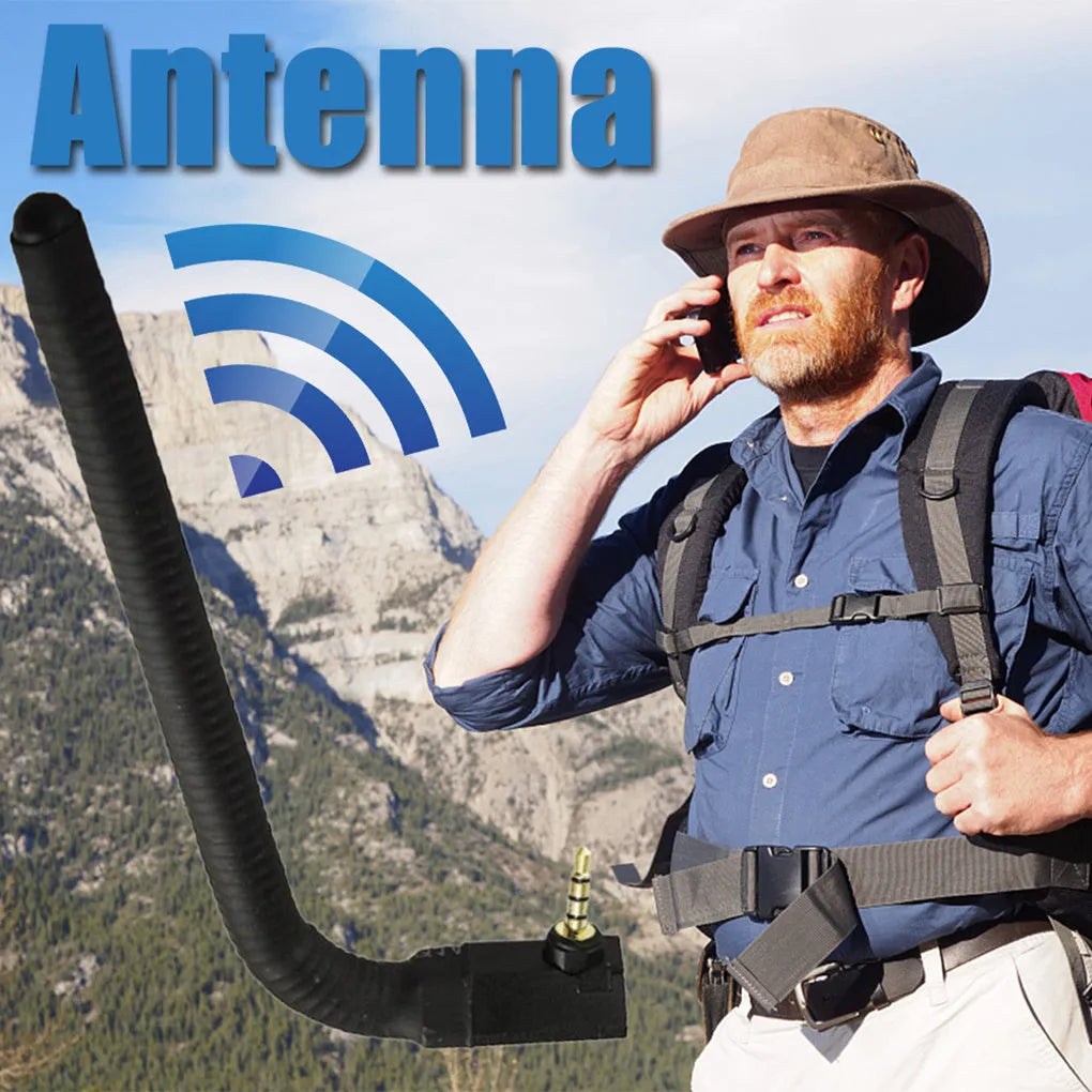 A black wideband mobile phone signal booster antenna with a magnetic base, measuring 13.6 cm long.