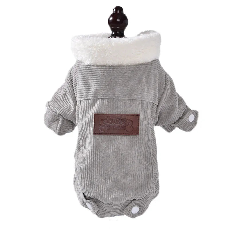 Lambswool fleece-lined dog vest in grey or pink with wool lining for autumn and winter warmth