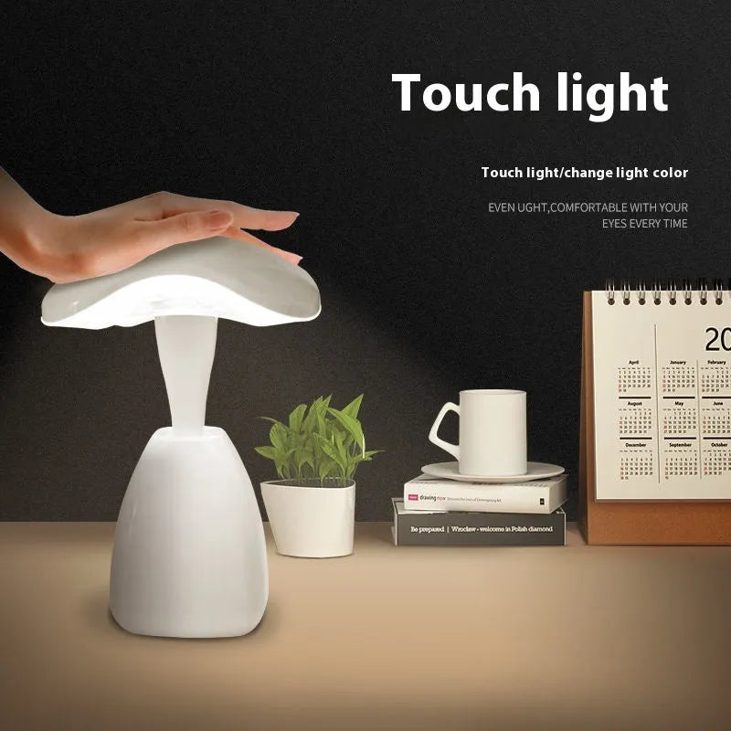 White modern LED desk lamp with touch control and built-in battery