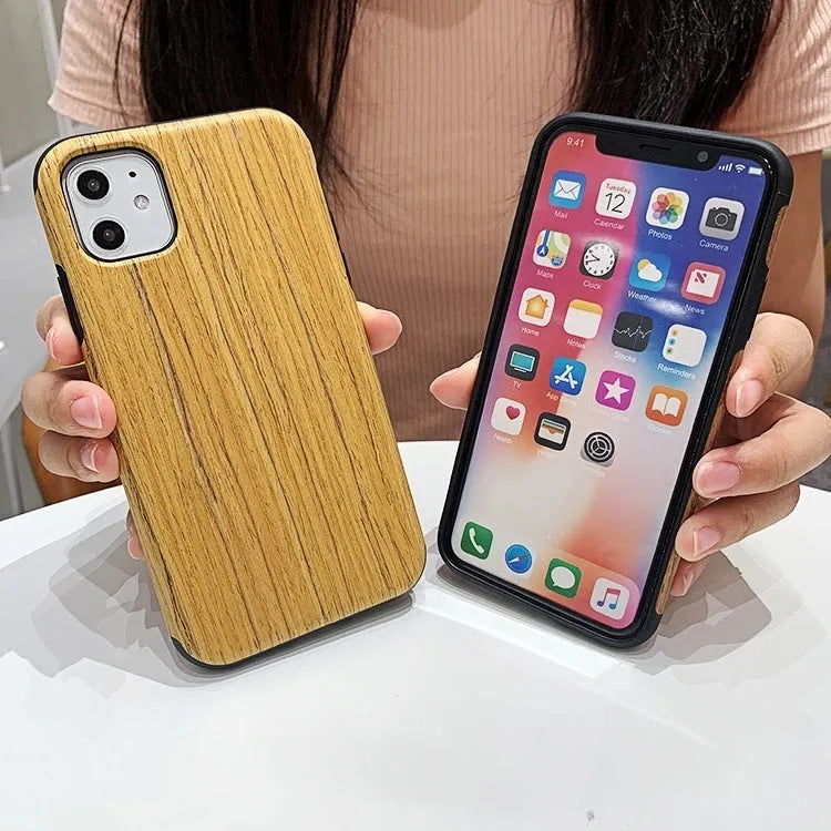 Natural wooden back cover case for iPhone made from solid bamboo or rosewood.