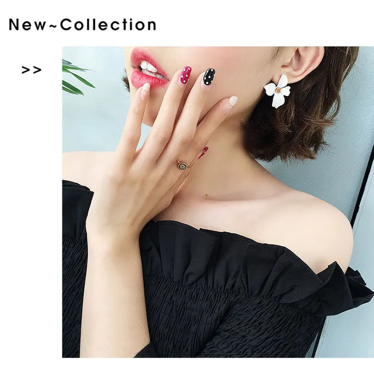 Flower stud earrings for women in pink and white colour options with electroplated alloy construction