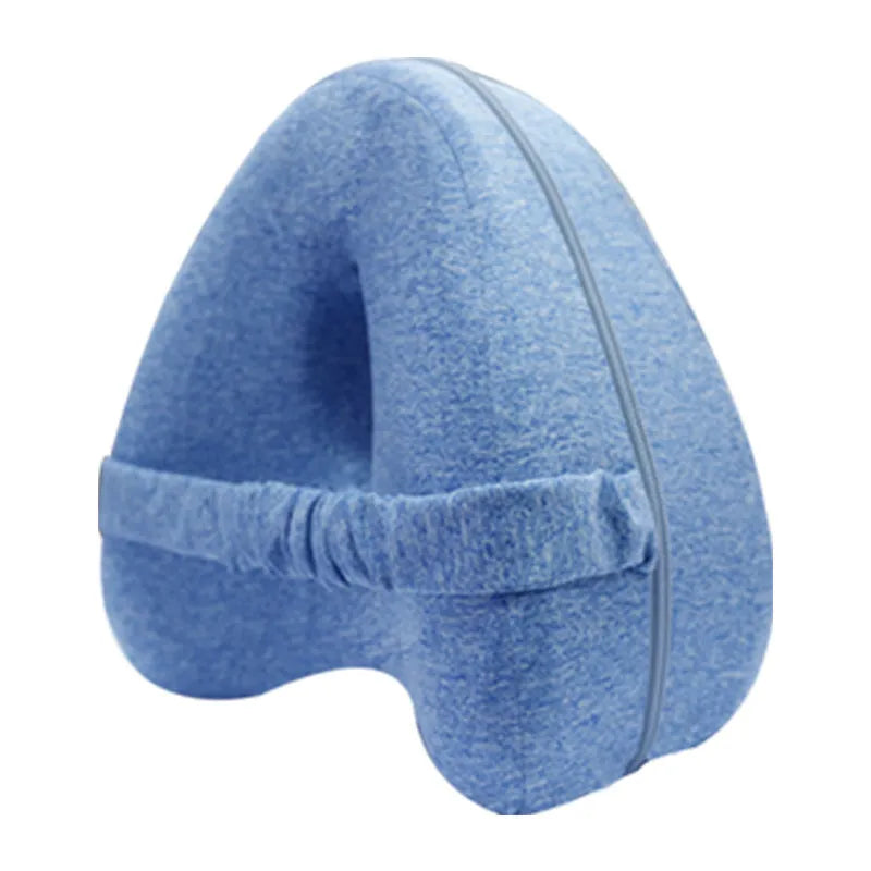 Heart-shaped dark blue jacquard memory foam leg pillow for adult sleeping support