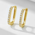 S925 sterling silver oval zircon ear clip earrings in geometric design