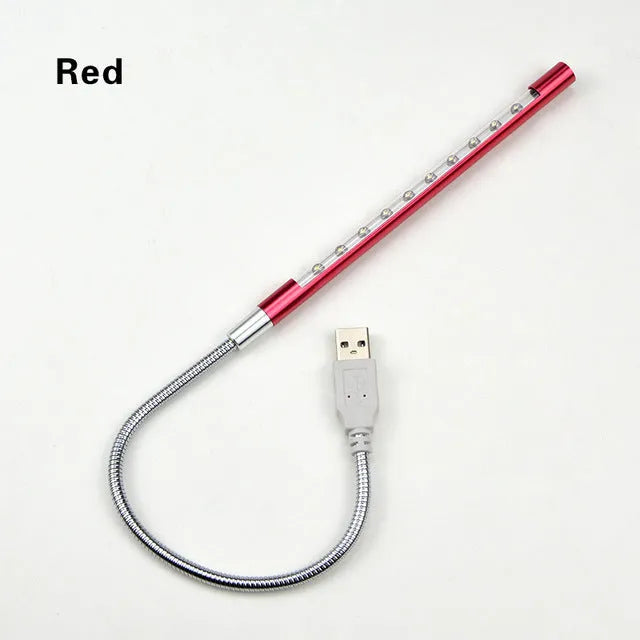 USB aluminium alloy spiral desk night light in silver finish showing 420mm length