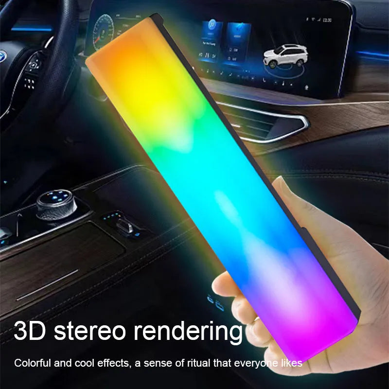3D RGB tabletop ambiance lamp with voice-activated rhythm lights in black or white shell.
