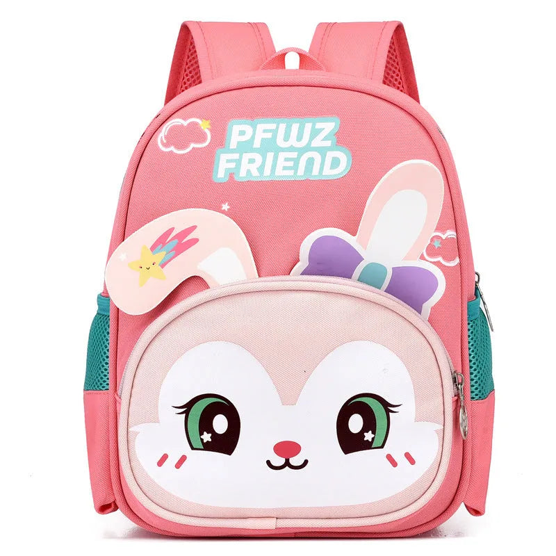 colourful baby cartoon backpack made of Oxford cloth, ultra-light with spine protection, six colours including pink and blue