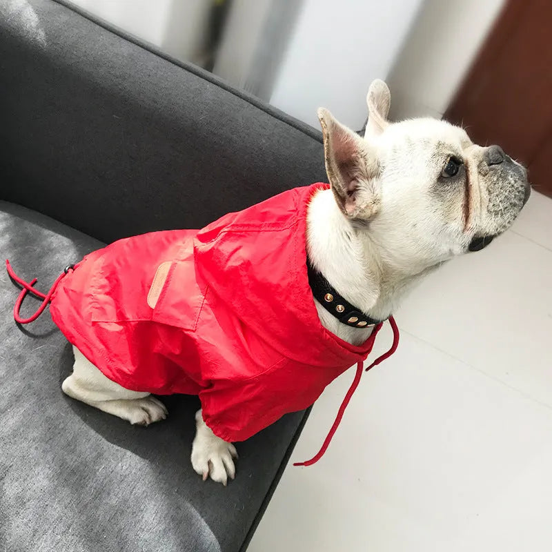 Cotton two-legged dog sunscreen clothing in black and red for outdoor use