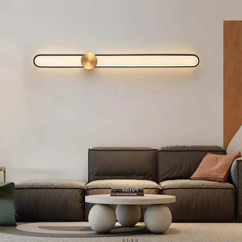 Modern minimalist circular wall lamp with 60cm iron shade and LED lighting