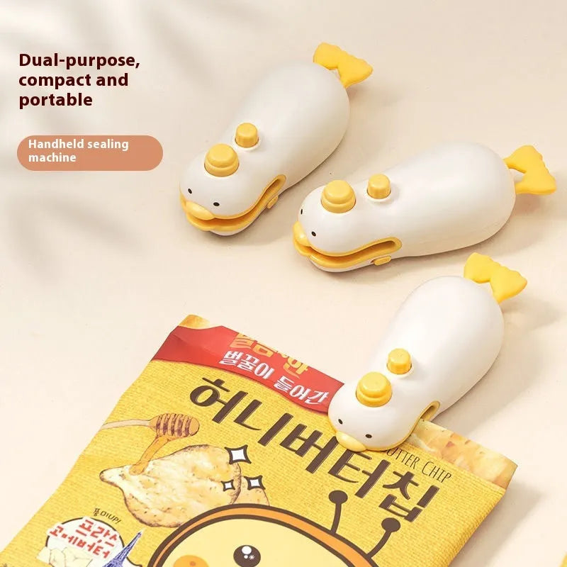 Yellow duck animal jacquard rechargeable sealing machine with USB charging cable
