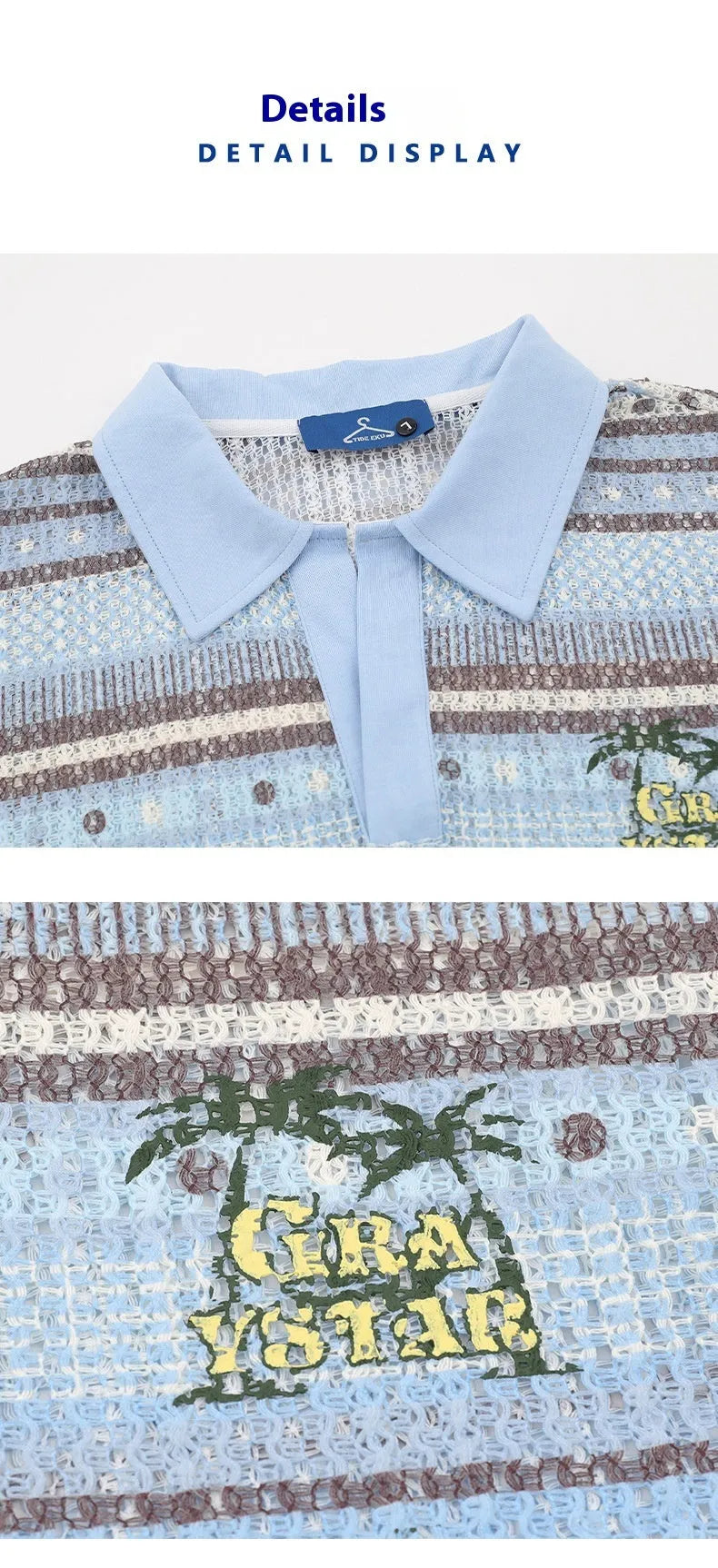 Men's blue printed short sleeve shirt with elastic polyester fabric in loose casual fit