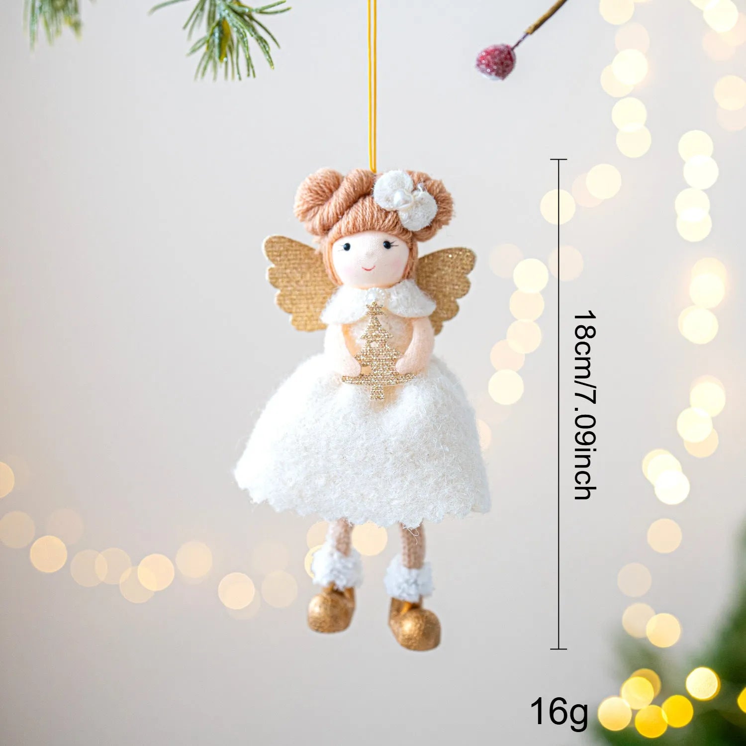 Christmas angel wings plush pendant in soft cloth material, pink and white colour options