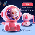 Children's cartoon astronaut manual pencil sharpener in blue or pink with anti-jam mechanism