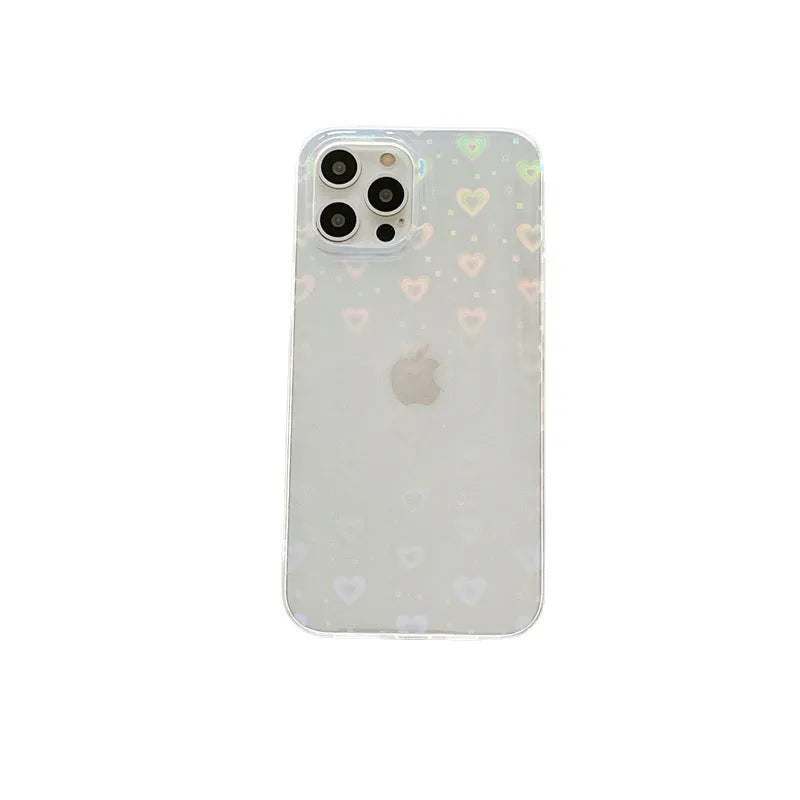 Transparent silicone iPhone case with laser colourful love and butterfly pattern design