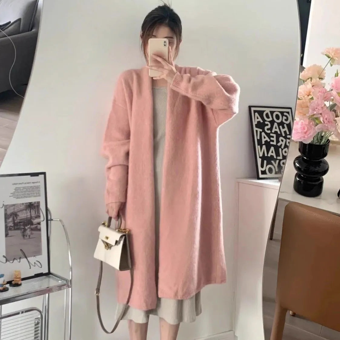 Women's Ice Silk sleeveless shoulder strap cardigan coat in beige, black, gray, khaki gray, and pink