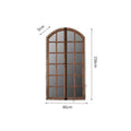 Distressed log colour wooden fake window style wall mirror with rustic frame.