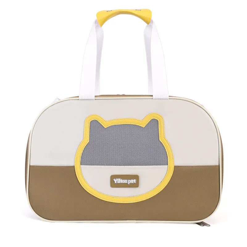 Foldable cat backpack carrier in blue colour with breathable Oxford cloth construction and 15 jin capacity