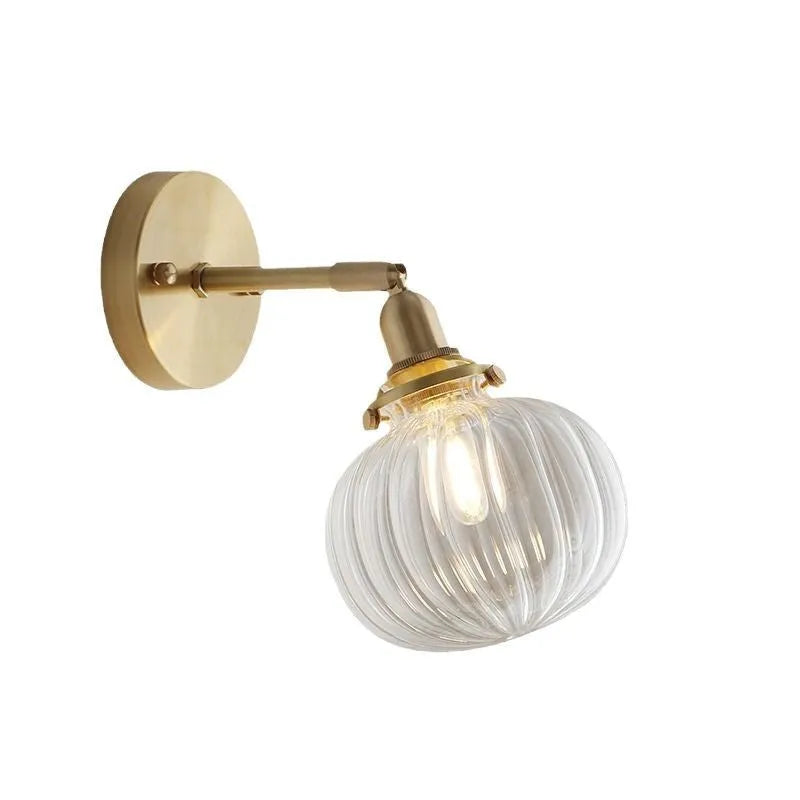 Pumpkin-shaped glass wall lamp in transparent or blue options for living room bedroom lighting