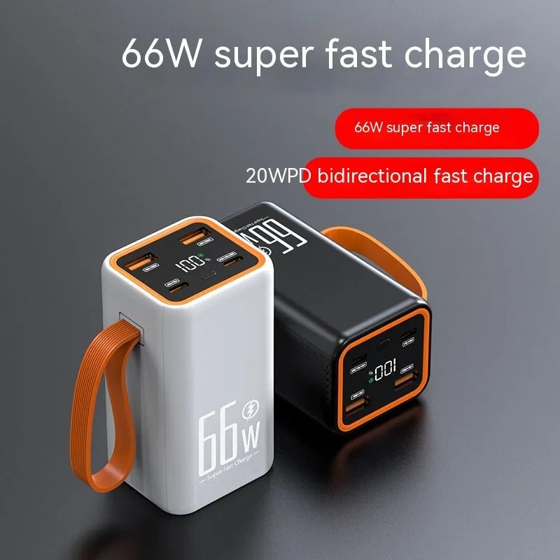 PD66W fast charge 20000mAh power bank in black or white creative design