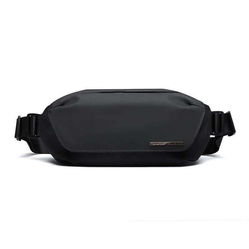 Black men's messenger bag with Oxford cloth exterior and one-shoulder riding design