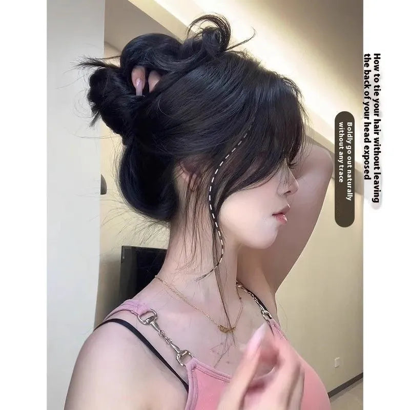 Natural black high temperature fiber wig with big wave style and breathable cap for ladies