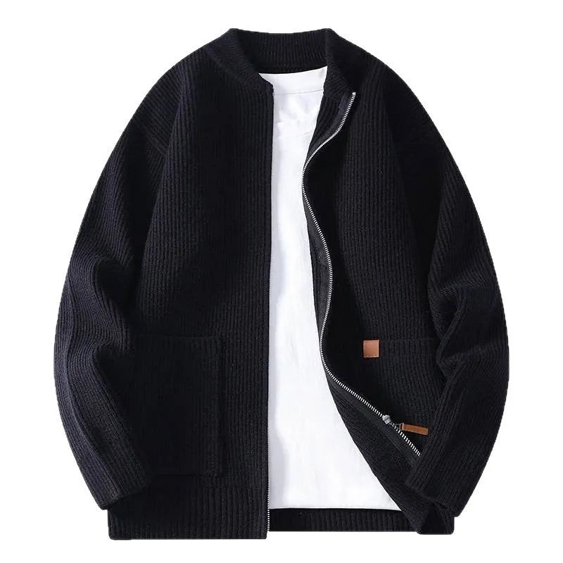 Men's striped cardigan jacket in polyvinyl alcohol fibre blend fabric available in multiple colours