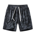 Men's camouflage corduroy athletic shorts with high waist and straight fit in white gray and black colors